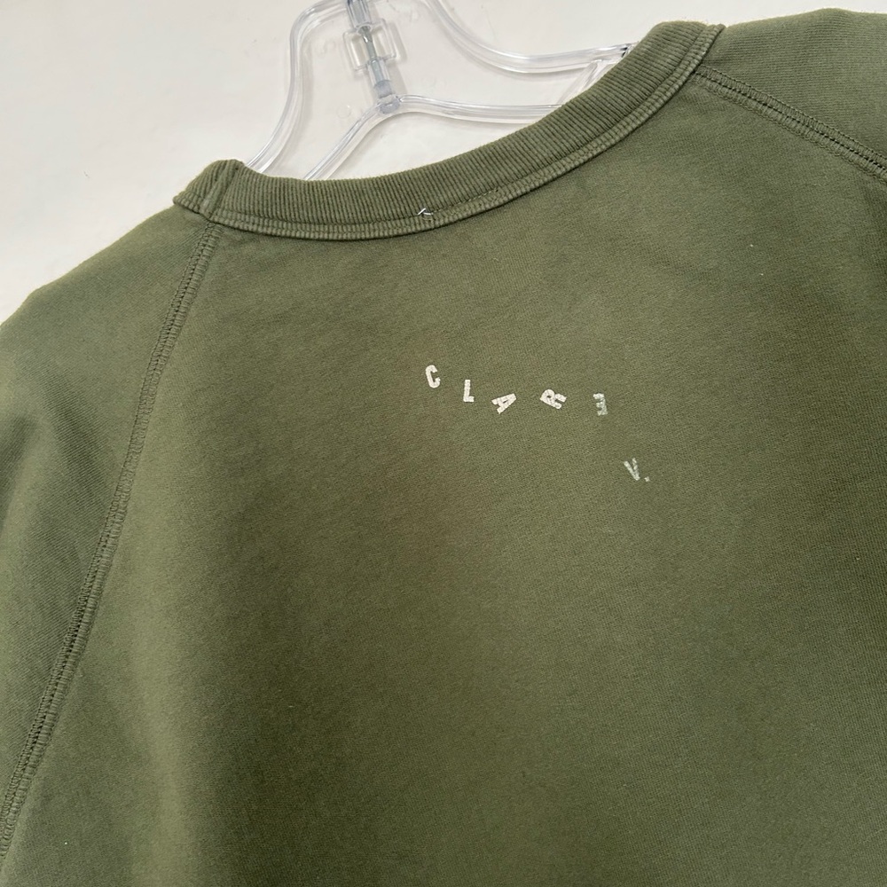 Clare V. Olive Green Sweatshirt with bright Orange Print Sz.XL - Picture 4 of 7